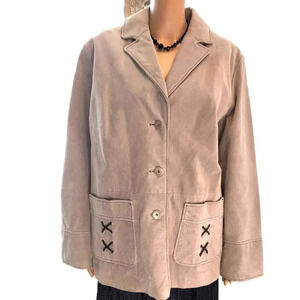 Vintage Colebrook 100% Leather Women Jacket Plus Size 14/16 Pockets